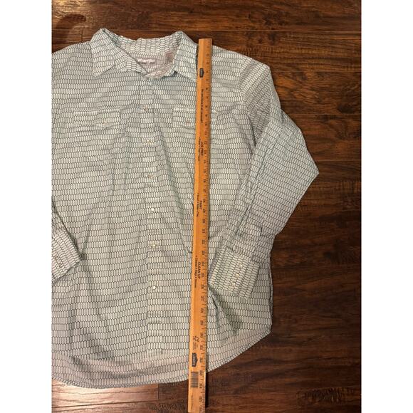 Wrangler Wrancher Blue Geometric Pearl Snap Mens Button Down Long Sleeve Sz:2XL - Picture 6 of 8